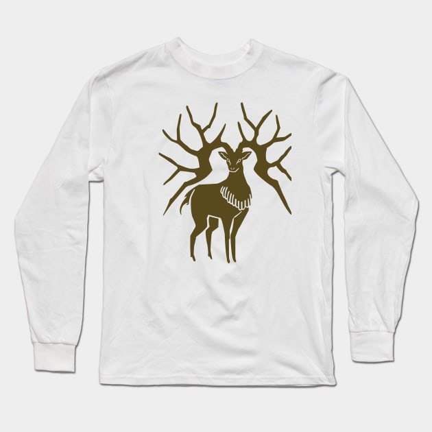 Golden Deer Long Sleeve T-Shirt by urufangu